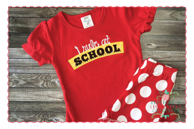 410 Rule at School Ruler Applique Design - Image 6