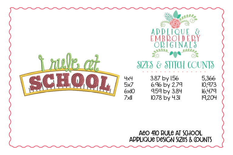410 Rule at School Ruler Applique Design - Image 7