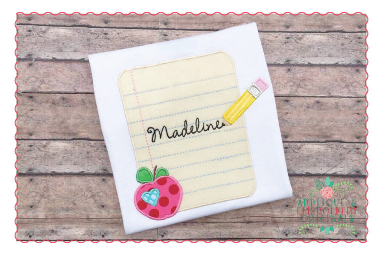 411 Notebook Frame Back to School Paper Applique Design
