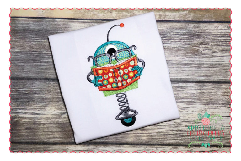 412 Reading Robot Applique Design