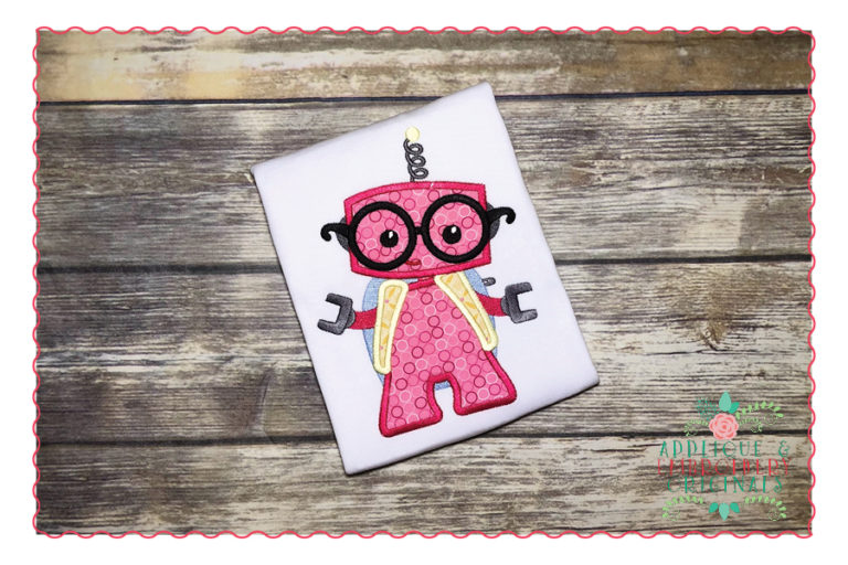 415 Robot with Backpack Applique Design
