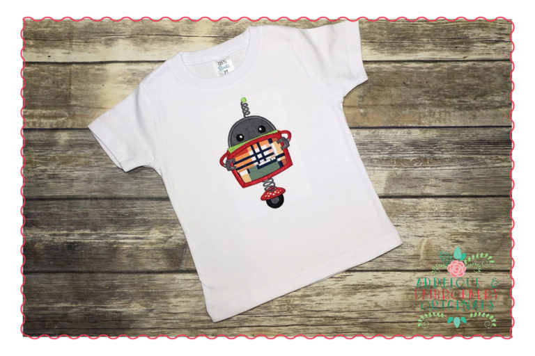 416 Robot with Chalkboard Applique Design - Image 2