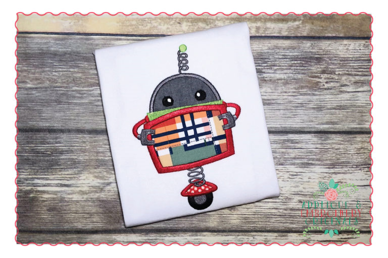 416 Robot with Chalkboard Applique Design