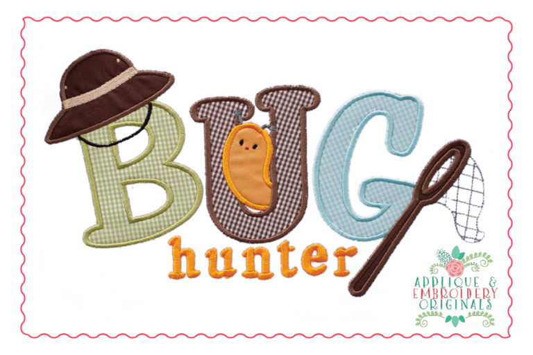 418 Boys Bug Insect Hunter Net Applique Design