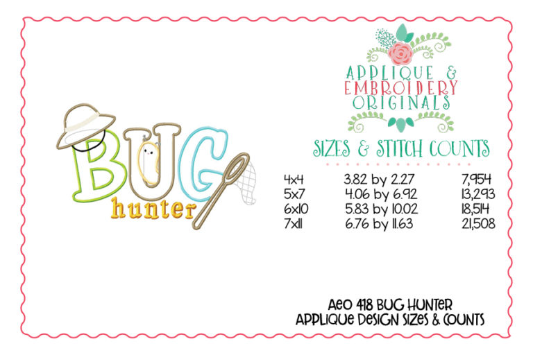 418 Boys Bug Insect Hunter Net Applique Design - Image 2