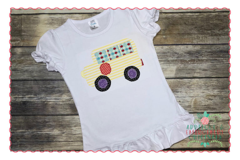 420 School Bus Simple Stitch Applique Design - Image 2
