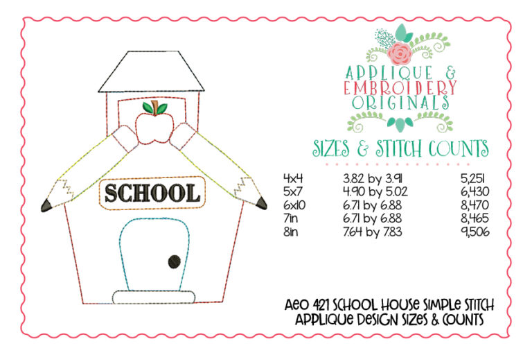 421 School House Simple Stitch Applique Design - Image 3
