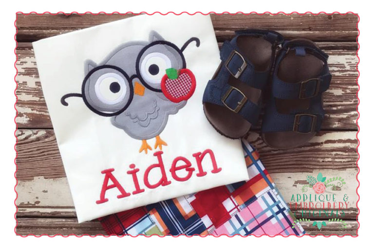 422 Owl Apple Applique Design - Image 3