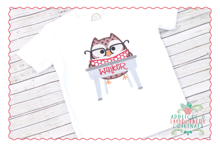 424 Owl Book Desk Applique Design - Image 2