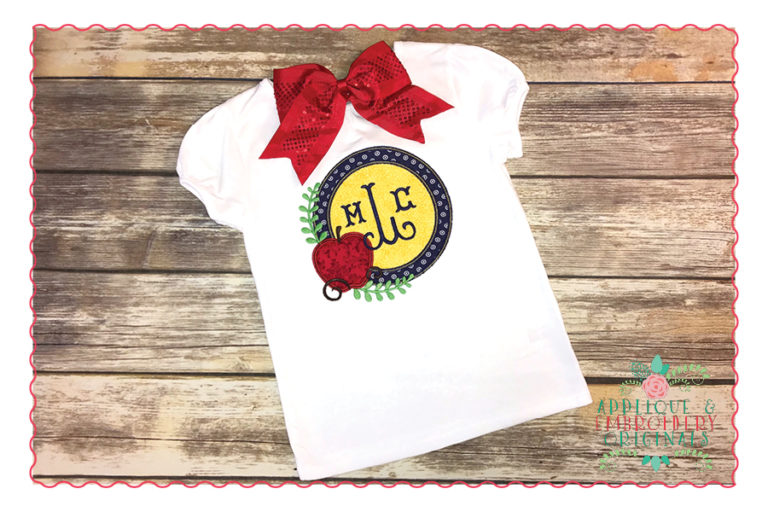 429 Apple Circle Monogram Frame Applique Design - Image 2