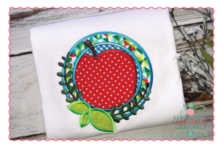 430 Apple Circle with Flora Leaf Applique Design