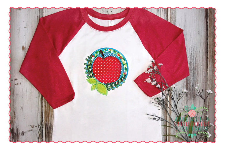 430 Apple Circle with Flora Leaf Applique Design - Image 2