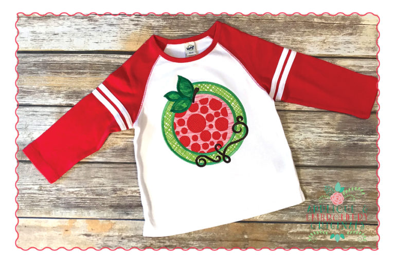 433 Dotted Apple Circle Swirl Applique Design - Image 2