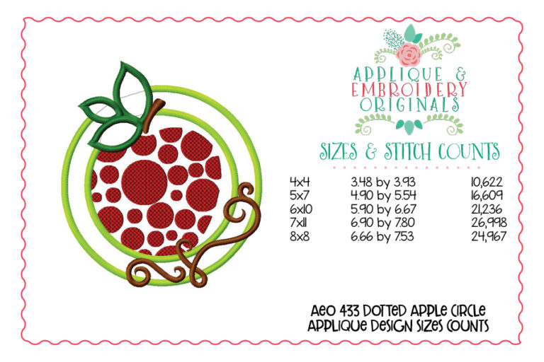 433 Dotted Apple Circle Swirl Applique Design - Image 3