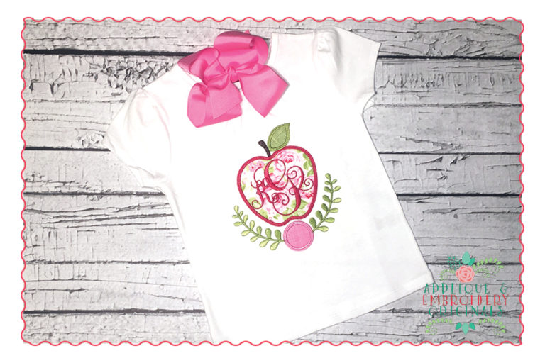 434 Preppy Apple Frame Laurels Applique Design - Image 2