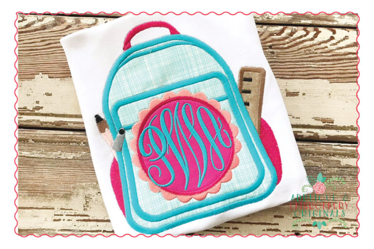 436 Backpack Monogram Frame Girl Applique Design - Image 2
