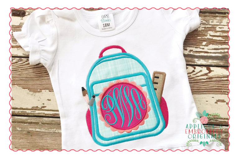 436 Backpack Monogram Frame Girl Applique Design - Image 3