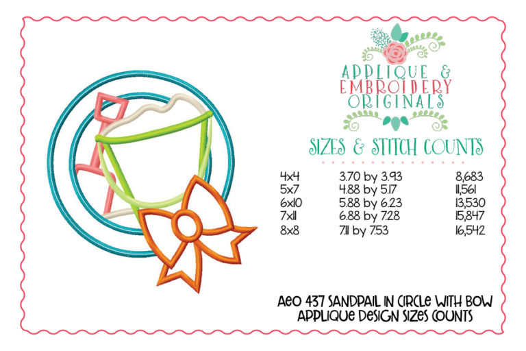 437 Sand Pail Bow Beach Applique Design - Image 5