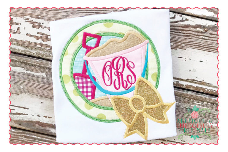 437 Sand Pail Bow Beach Applique Design - Image 2
