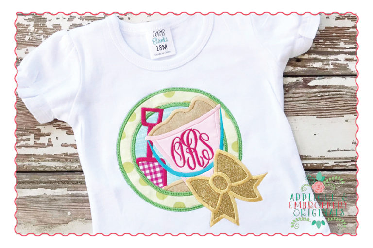 437 Sand Pail Bow Beach Applique Design - Image 4