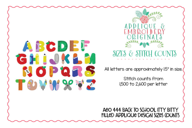 444 Back to School Itty Bitty Embroidery Font - Image 3