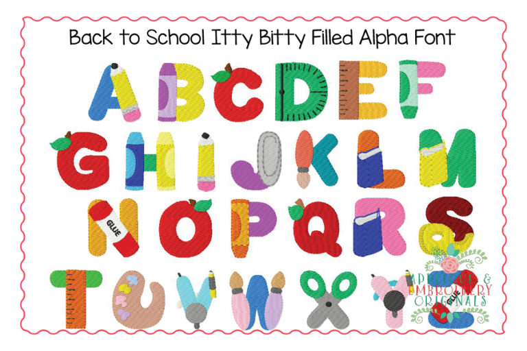 444 Back to School Itty Bitty Embroidery Font - Image 2