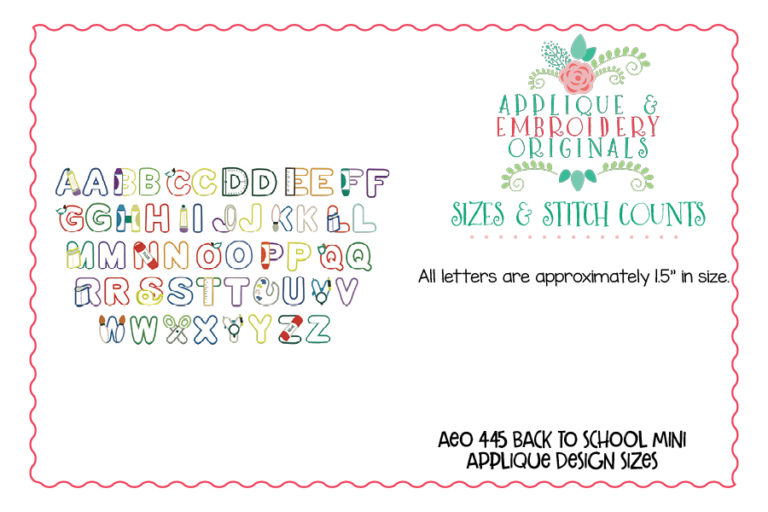445 Back to School Mini Applique Font - Image 3