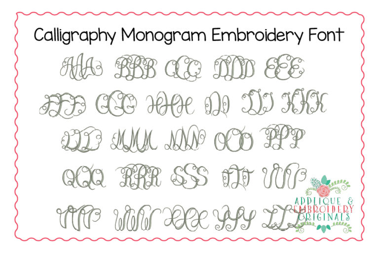 446 Calligraphy Monogram Embroidery Font - Image 2
