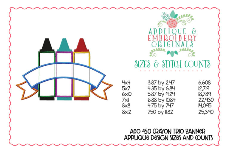 450 Crayon Banner Trio Applique Design - Image 4