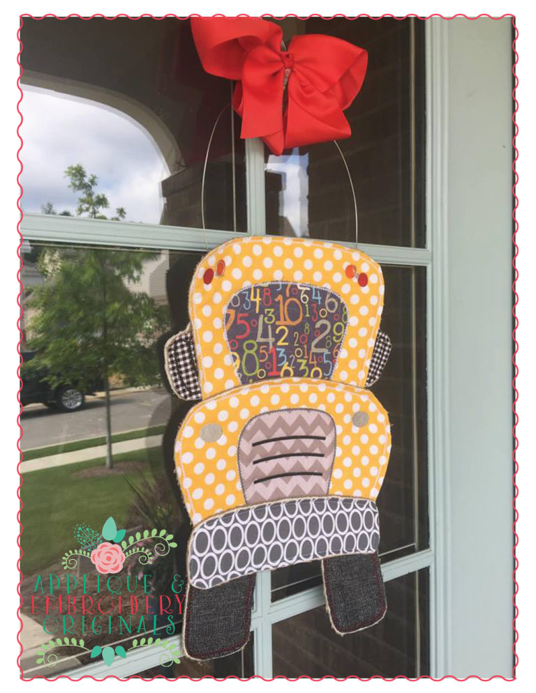 457 School Bus Back to School Door Hanger In-The-Hoop Applique Design - Image 2