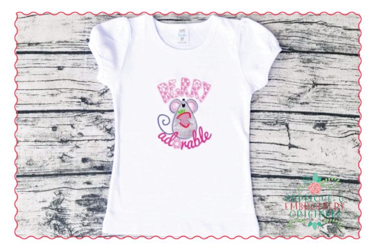 460 Strawberry Mouse Adorable Applique Design - Image 2