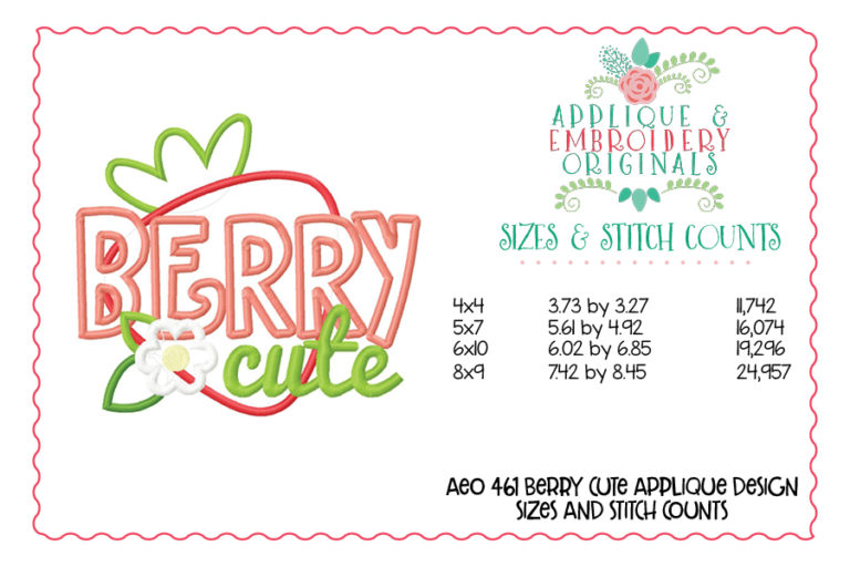 461 Strawberry Berry Cute Applique Design - Image 3