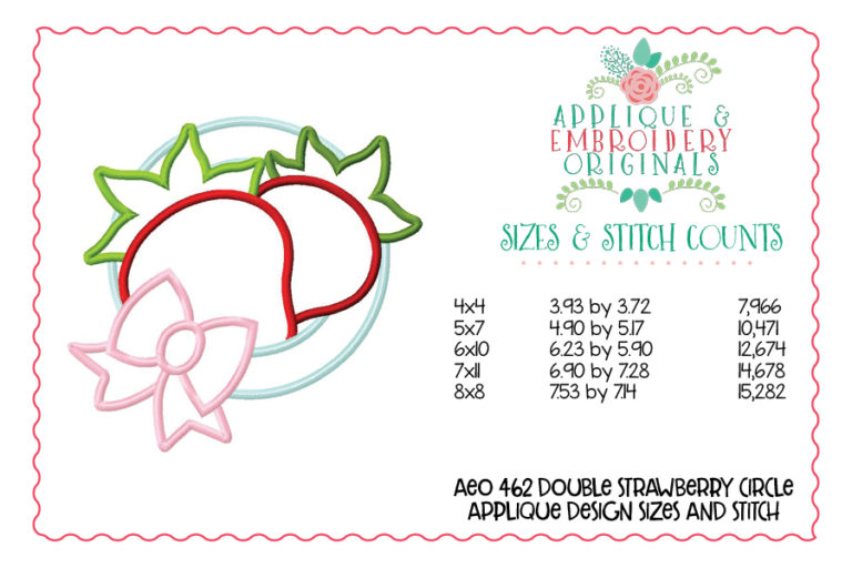 462 Double Strawberry Cute Applique Design - Image 3