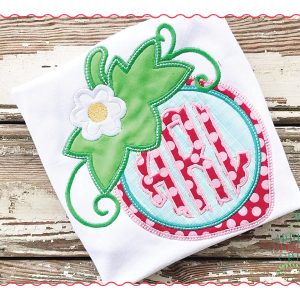 463 Strawberry Monogram Frame Applique Design