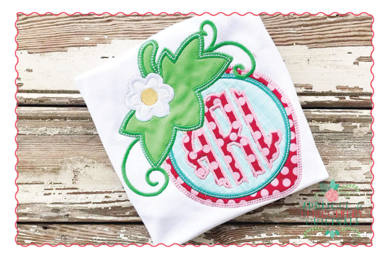 463 Strawberry Monogram Frame Applique Design