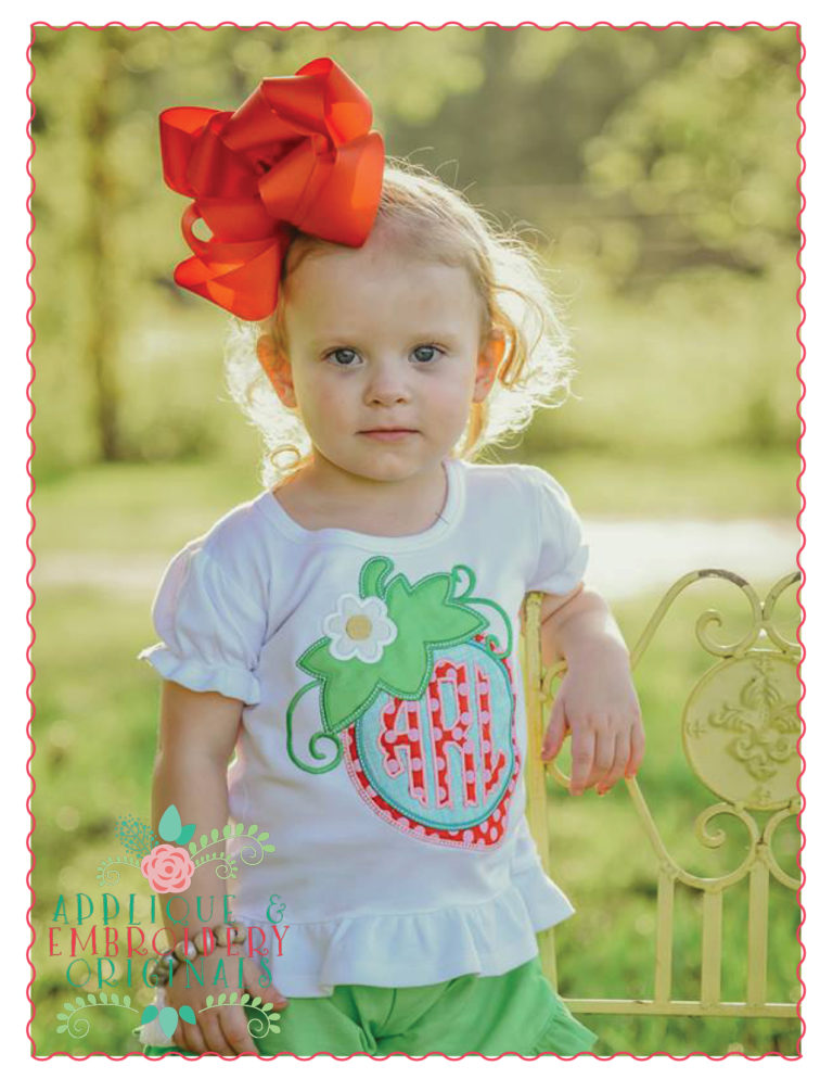 463 Strawberry Monogram Frame Applique Design - Image 2