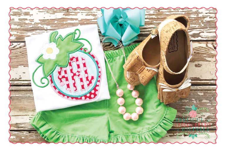 463 Strawberry Monogram Frame Applique Design - Image 3
