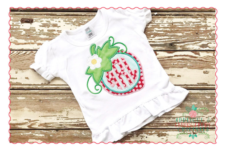463 Strawberry Monogram Frame Applique Design - Image 4