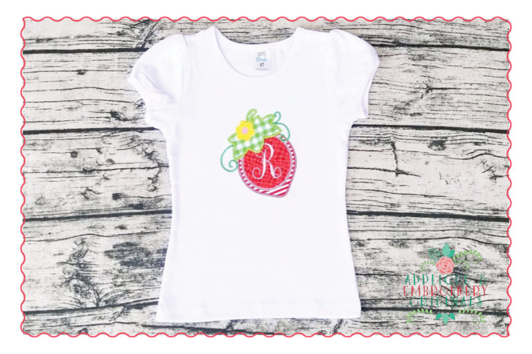 463 Strawberry Monogram Frame Applique Design - Image 5