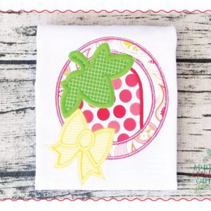464 Strawberry Frame with Bow Applique Design