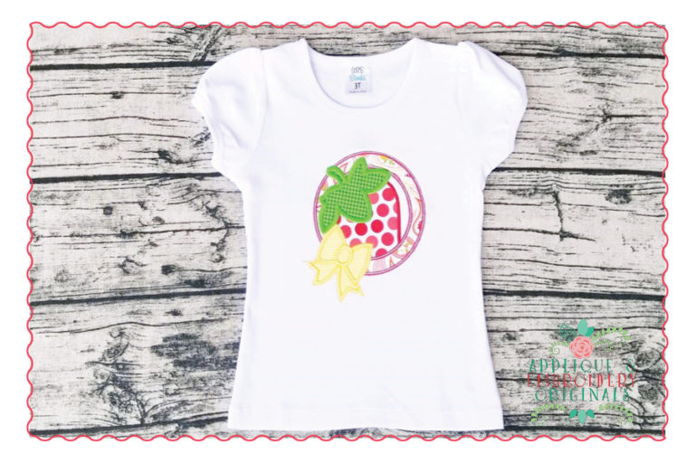 464 Strawberry Frame with Bow Applique Design - Image 2