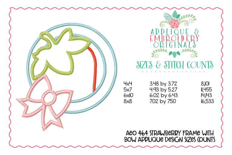 464 Strawberry Frame with Bow Applique Design - Image 3