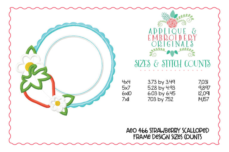 466 Strawberry Scalloped Frame Applique Design - Image 3
