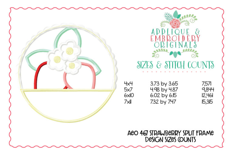 467 Strawberry Split Frame Applique Design - Image 3