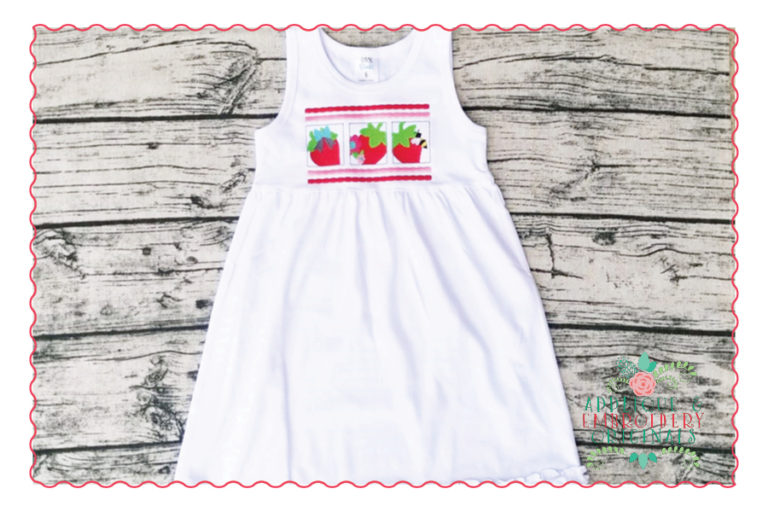 468 Strawberry Trio Faux Smocked Embroidery Design - Image 2