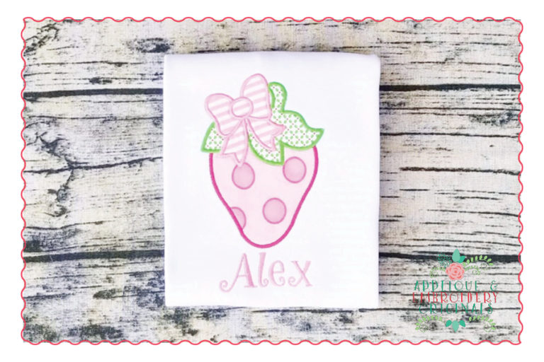 469 Strawberry with Bow Applique Design