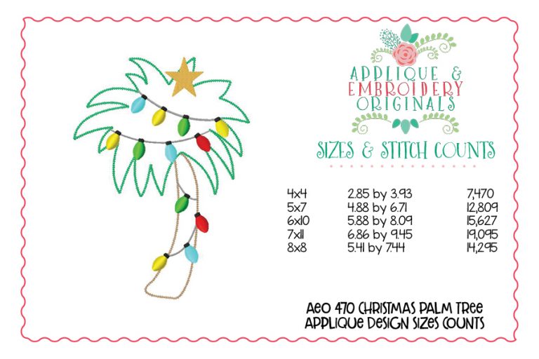 470 Christmas Palm Tree Applique Design - Image 4