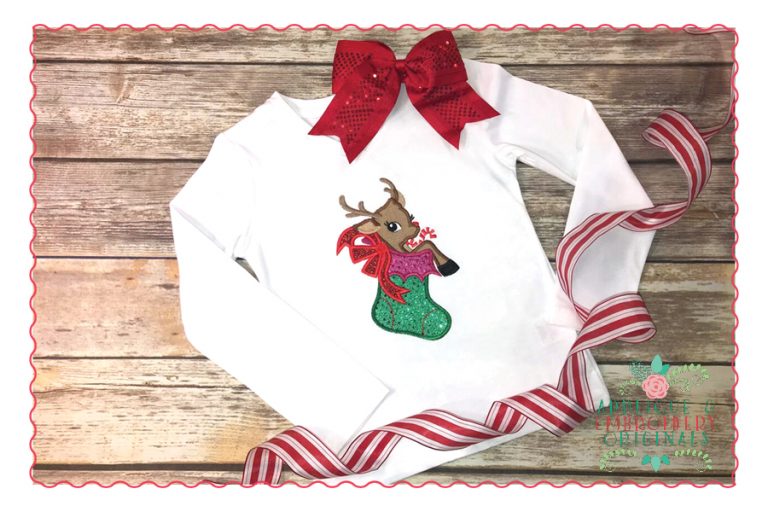 471 Christmas Stocking & Reindeer Applique Design - Image 2