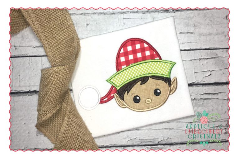 472 Elf Boy Head Face Applique Design