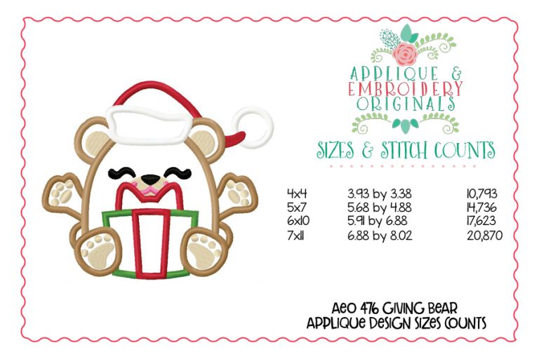 476 Giving Bear Applique Design - Image 3